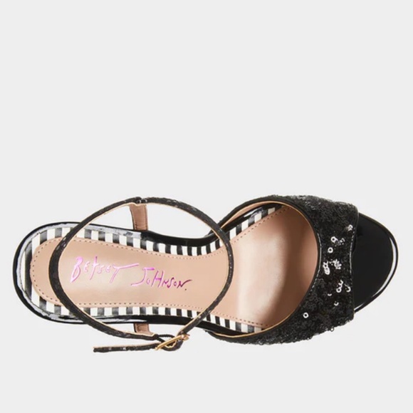 NWT Betsey Johnson ALAIA Black Plaid Sequin Heels - Picture 6 of 13